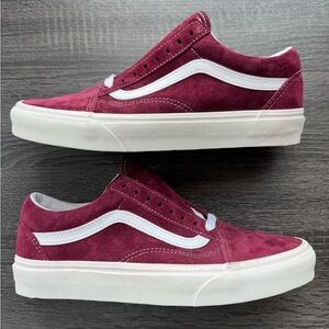 Vans Burgundy and White Sneakers